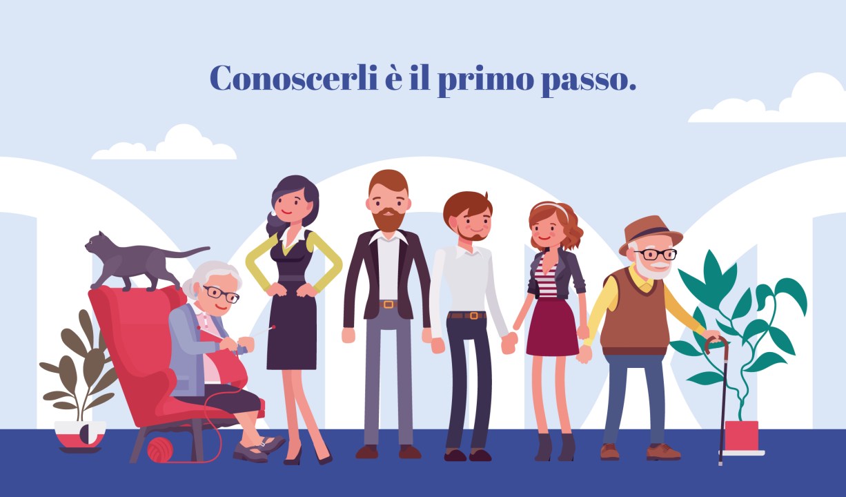 infografica rappresentante 6 persone di varie età che sorridono