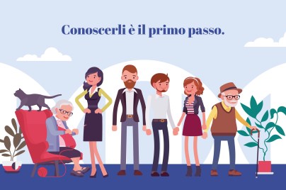 infografica rappresentante 6 persone di varie età che sorridono