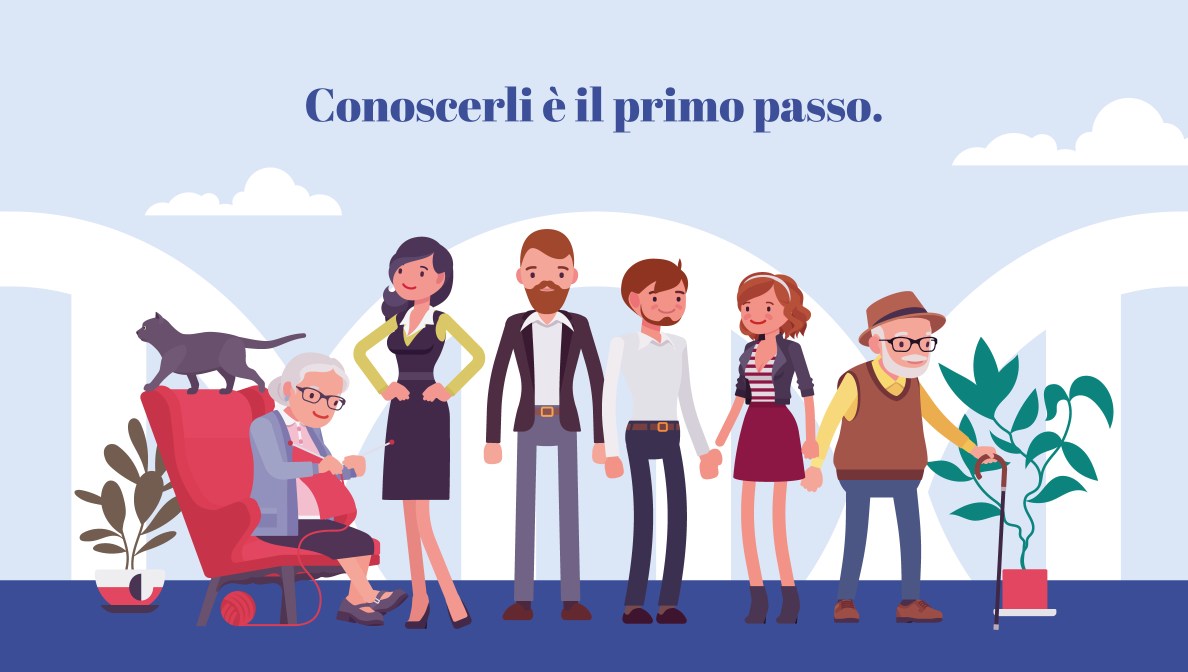 infografica rappresentante 6 persone di varie età che sorridono